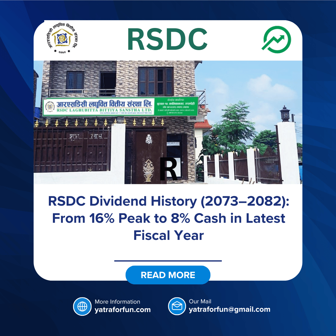 RSDC Dividend History (2073–2082): From 16% Peak to 8% Cash in Latest Fiscal Year