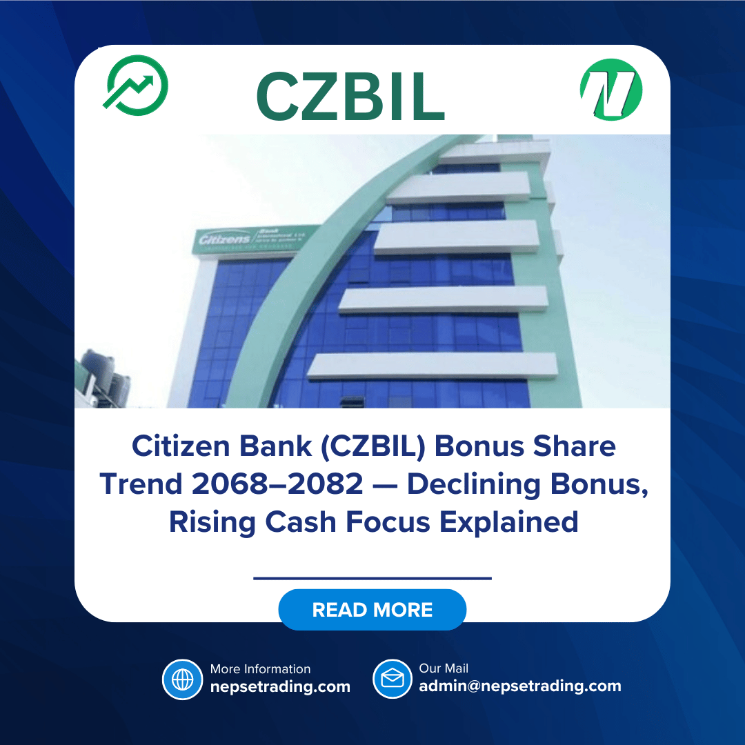Citizen Bank (CZBIL) Bonus Share Trend 2068–2082 — Declining Bonus, Rising Cash Focus Explained