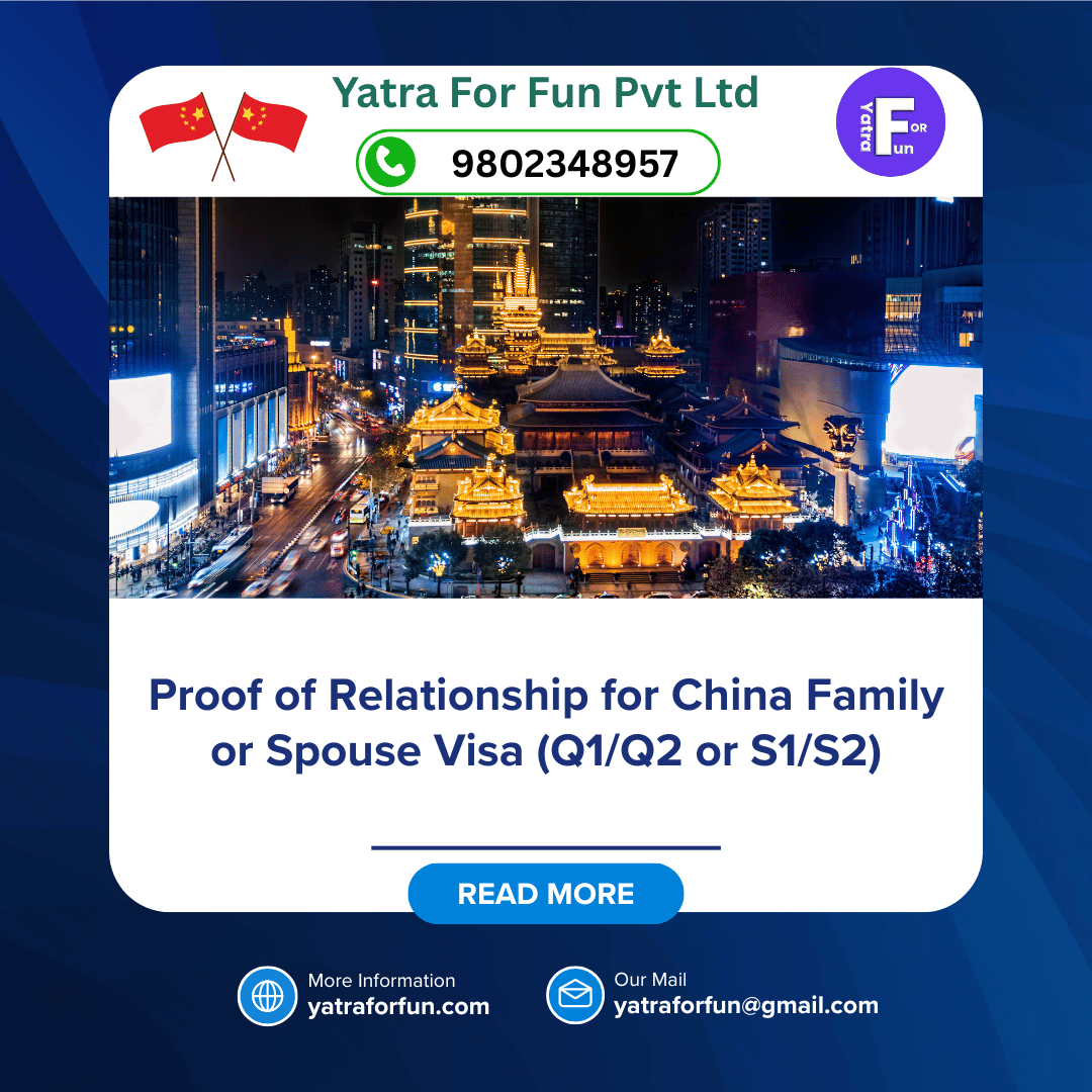 Proof of Relationship for China Family or Spouse Visa (Q1/Q2 or S1/S2)